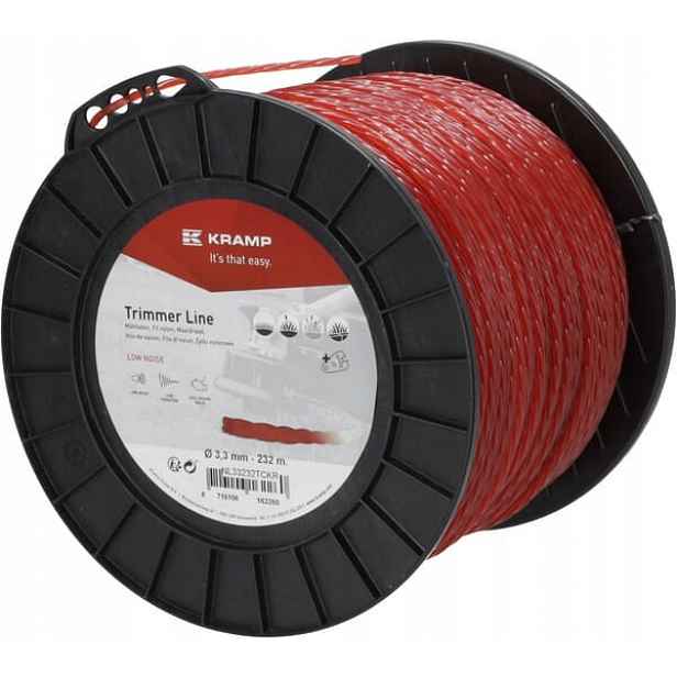 Žací struna Ø 3,3 mm 232 m zkroucená tichá červená Kramp NL33232TCKR