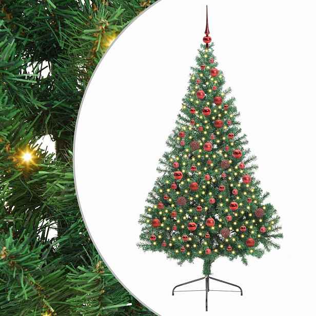vidaXL Umělý osvětlený vánoční stromeček Zelená 180 cm PVC