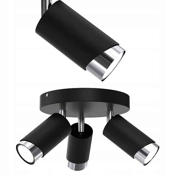 Stropní Svítidlo Reflektor Spot Černý Chrom Nastavitelná Led GU10 Polská Lampa