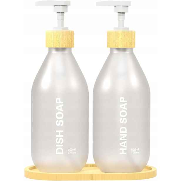 Dávkovač 500 ml s bambusovým táckem, 2 kusy