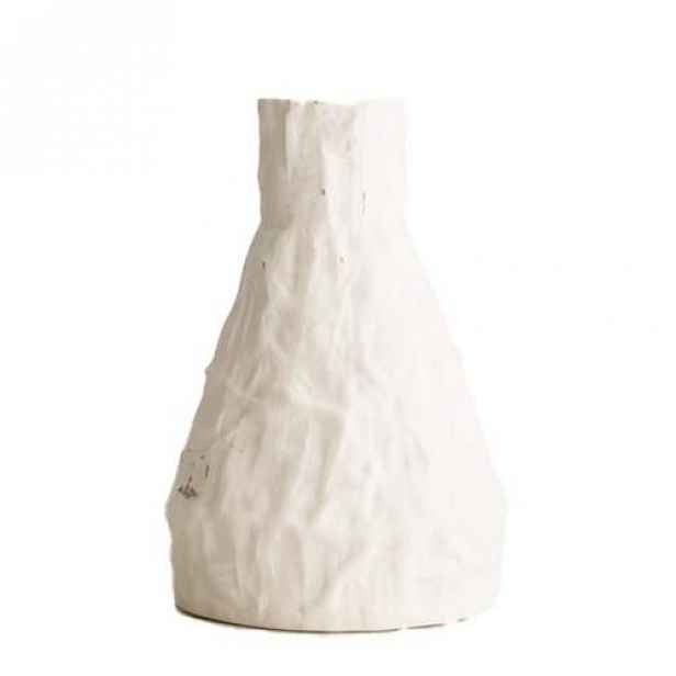 Váza kulatá kónická úzké hrdlo keramika bílá 15cm