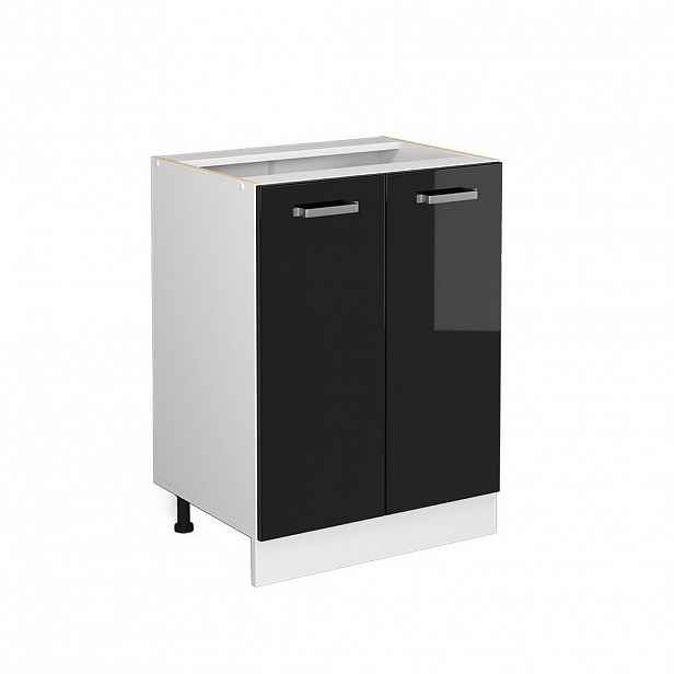 Vicco UNIVERZÁLNÍ ZÁKLADNÍ JEDNOTKA R-Line Černý vysoký lesk 60 cm s dvířky, bez pracovní desky