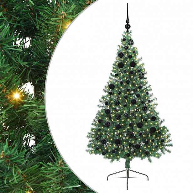 vidaXL Umělý osvětlený vánoční stromeček Zelená 180 cm PVC
