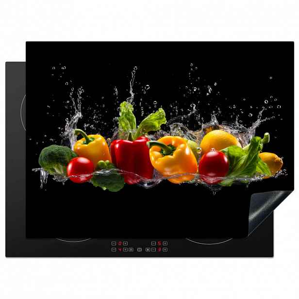 MuchoWow KRYT NA INDUKČNÍ DESKU Sladká paprika - Vodní - Zeleninová - Černá 71x52 cm