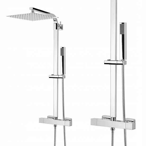 Sprchová Sloupová Sada Pod Sprchu S Termostatem A Dešťovou Sprchou 25 CM
