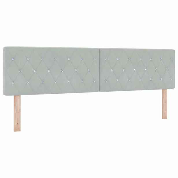vidaXL LED hlavová deska s LED pásky s čelo Světle šedá 180 cm samet