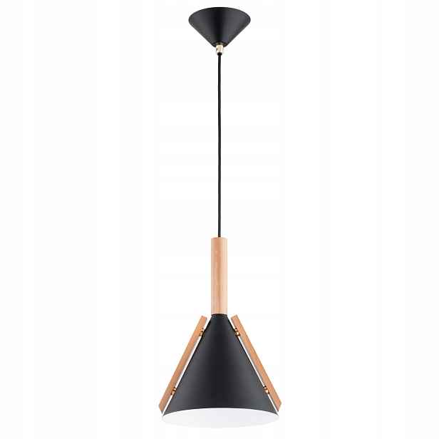 Alfa Fortel závěsná lampa kužel černo-dřevěná E27 15W