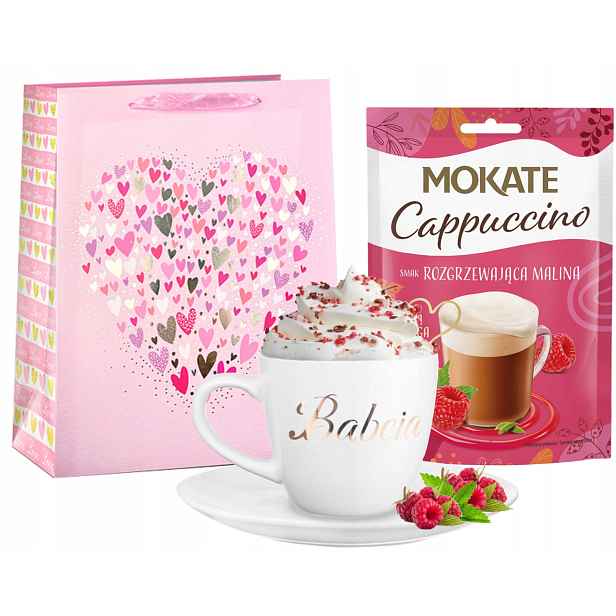 Dárek pro babičku ke Dni babiček Dárková Sada Hrnek Cappuccino Taška