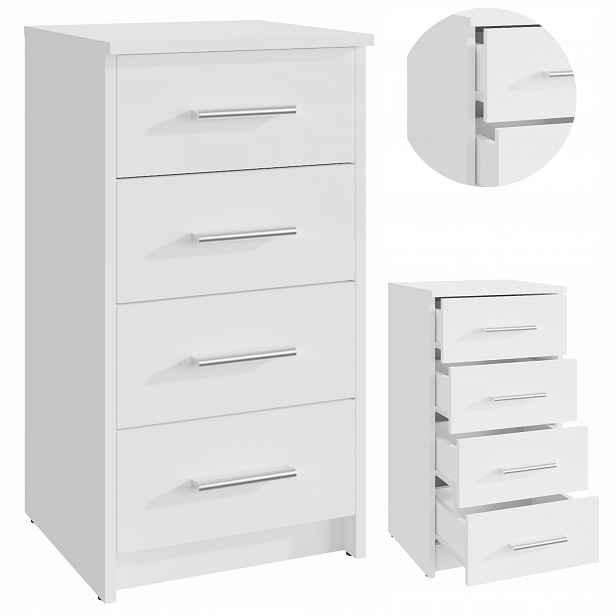 Komoda Bodo 4S Bílá 40 cm malá skříňka na oblečení hračky regál na dokumenty