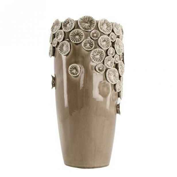 Váza válec kónická dekor plátky citrónu keramika hnědošedá 26cm