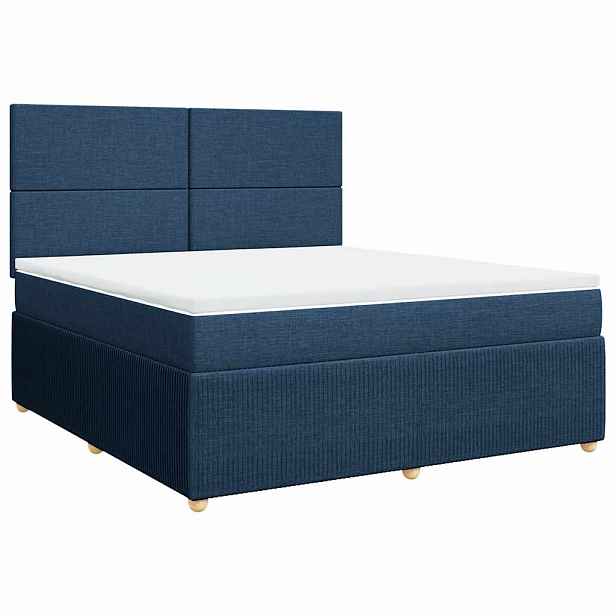 vidaXL Box spring postel s matrací modrá 180x200 cm textil