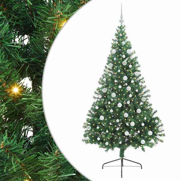 vidaXL Umělý osvětlený vánoční stromeček Zelená 180 cm PVC