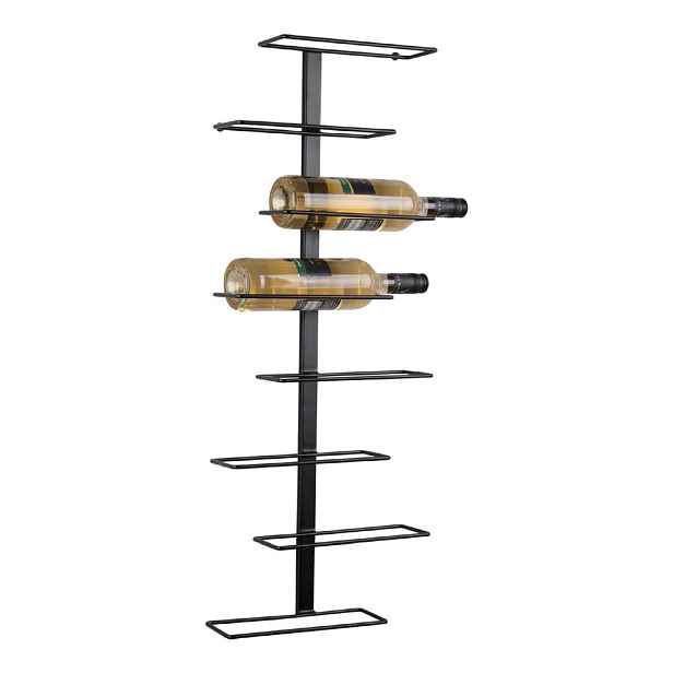 Černý nástěnný kovový regál na víno počet lahví 8  Float  – PT LIVING