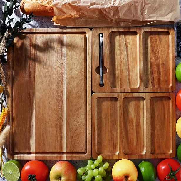 Dřevěný snídaňový číšnický podnos, elegantní, pevný, pro restaurace