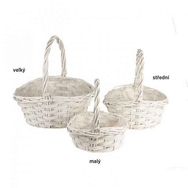 Koš ovál 1 ucho + igelit proutí velký bílý 32cm