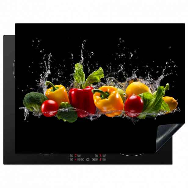 MuchoWow KRYT NA INDUKČNÍ DESKU Sladká paprika - Vodní - Zeleninová - Černá 77x59 cm