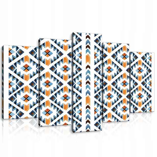 Obraz 100x60 Geometrický etnický obraz Aztéků Modrý Oranžový