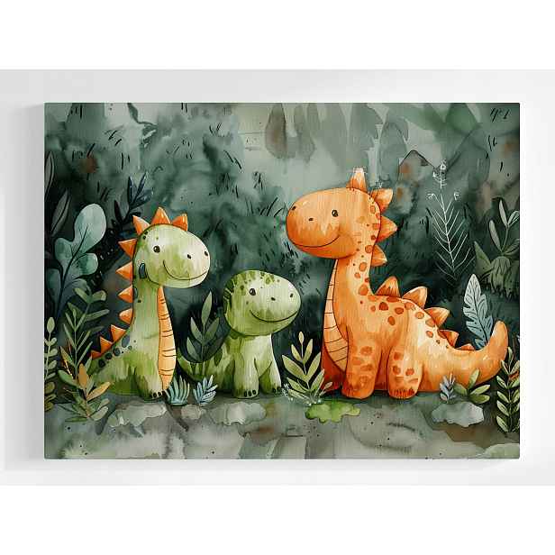 Plakát Akvarel Dinosauři Rodina Máma Táta Portrét 100x75