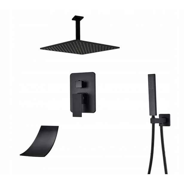 Podomítkový Set Černý Matný Vývod Vodopád Box 40 CM