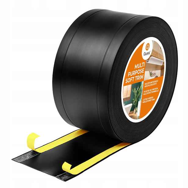 Pvc dokončovací lišta 6v1 samolepicí, černá 25 m, 120 mm, W1