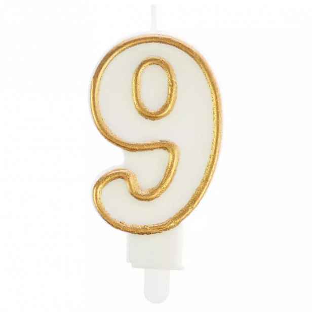 Svíčka číslo 9 zlatá 7.5cm