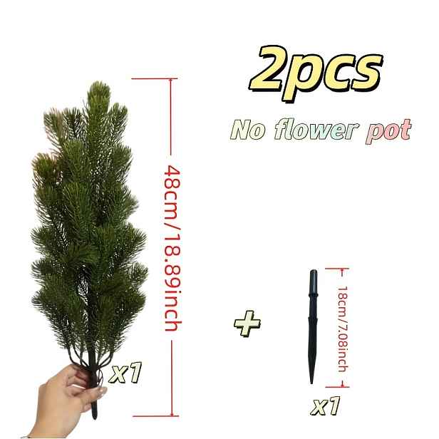 TEMU Sada 2 ks tmavě zelený umělý vánoční stromek vhodný pro - stojací sváteční dekoraci s - plastový stromek na Vánoce, Nový rok, Velikonoce, Den