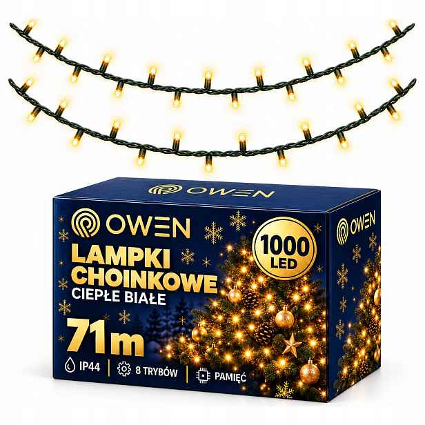 Vánoční Osvětlení Na Stromeček 1000 Led Bílé Teplé 71 m Venkovní Vnitřní 8 režimů