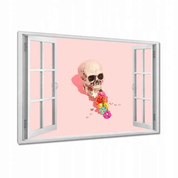 Obrazy 90x60 Lebka s květinami