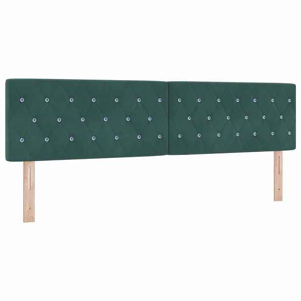 vidaXL LED hlavová deska s LED pásky s čelo Tmavě zelená 180 cm samet