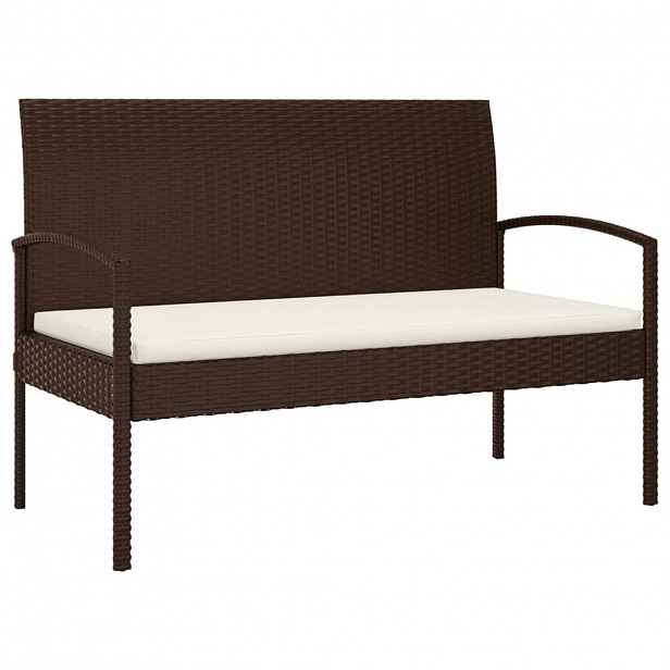 vidaXL Zahradní lavice s poduškou hnědá 105 cm polyratan