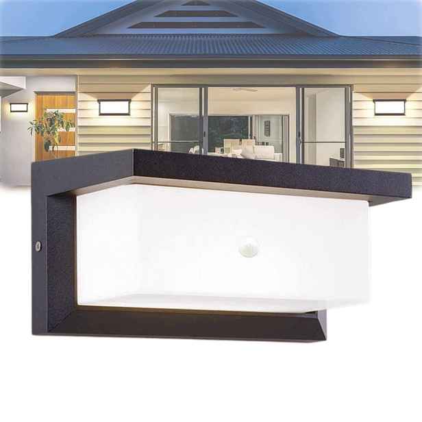 Zahradní fasádní lampa, venkovní nástěnné svítidlo Modern 18W Led, senzor pohybu
