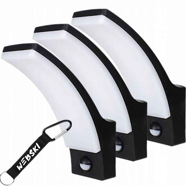 3x Nástěnná fasádní lampa Led 12W IP65 Snímač pohybu soumraku