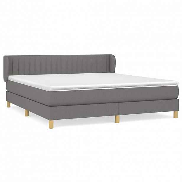 vidaXL Box spring postel s matrací tmavě šedá 160x200 cm textil