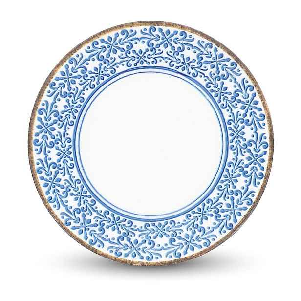 Bílý/modrý dezertní  porcelánový talíř ø 21 cm Azul – BonBistro