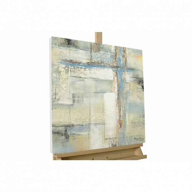 KUNSTLOFT RUČNĚ MALOVANÝ AKRYLOVÝ OBRAZ MODRÝ/BÉŽOVÝ, 60/60 CM