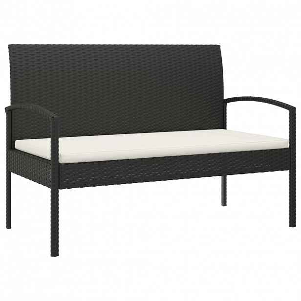 vidaXL Zahradní lavice s poduškou černá 105 cm polyratan