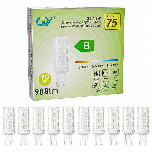 Led žárovka G9 4,9W 908lm 4000K neutrální bílá 10 ks ekvivalent 75W Ac