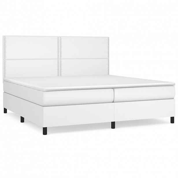 vidaXL Box spring postel s matrací bílá 200x200 cm umělá kůže