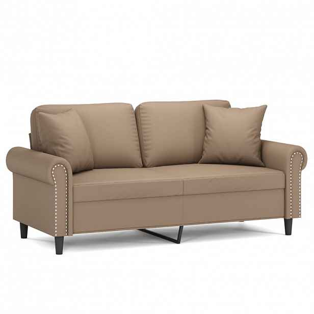vidaXL 2místná pohovka s polštáři cappuccino 140 cm umělá kůže