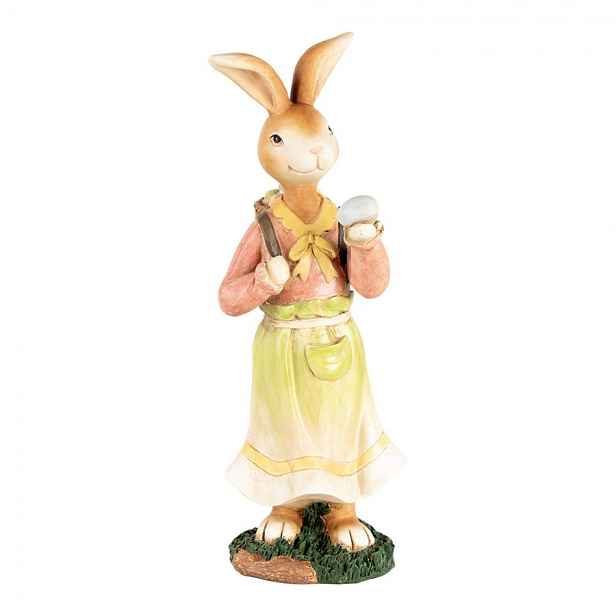 Dekorace králíček s košíkem vajíček - 13*13*33 cm Clayre & Eef