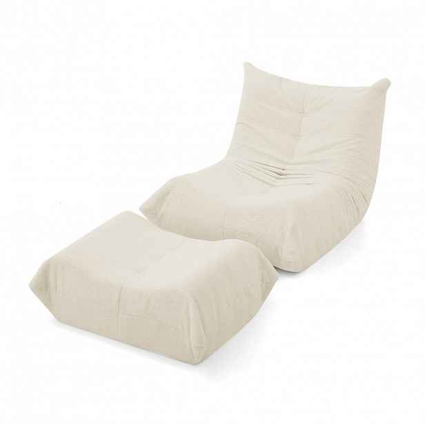 Urban Meuble RELAXAČNÍ POHOVKA vzhled teddy fleecu s taburetem, měkká a ergonomická