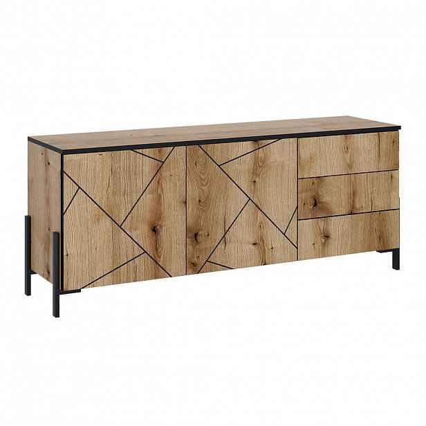 Vicco NÍZKÝ NÁBYTEK POD TELEVIZI Hatto Dub 150 x 60 cm s dvířky a zásuvkami