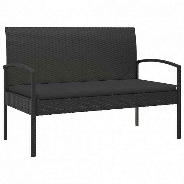 vidaXL Zahradní lavice s poduškou černá 105 cm polyratan