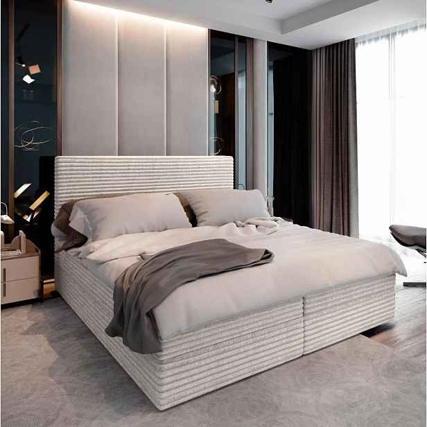 AKCE Čalouněná postel boxspring ISPIRA 160x200 cm krémová II. jakost