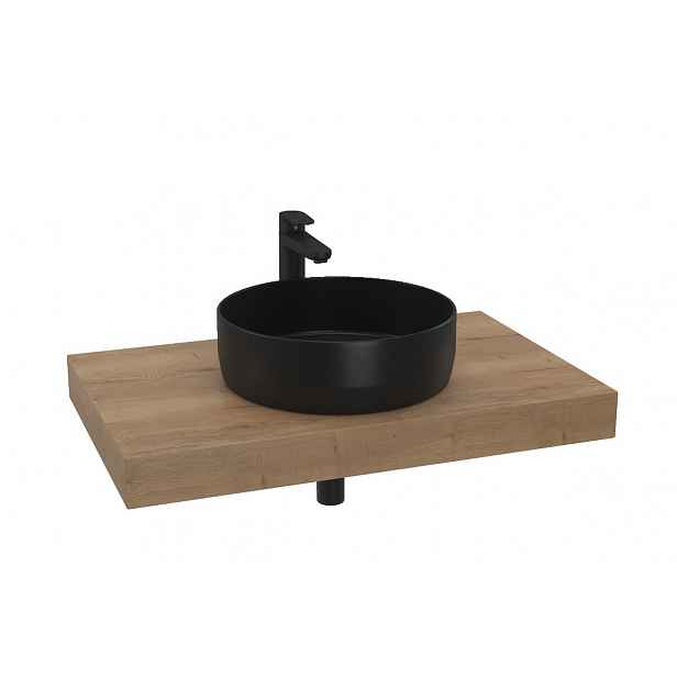 Cenově zvýhodněný koupelnový set Hansgrohe s deskou pod umyvadlo Dolce 80x8x50 cm dub halifax KSETDO10