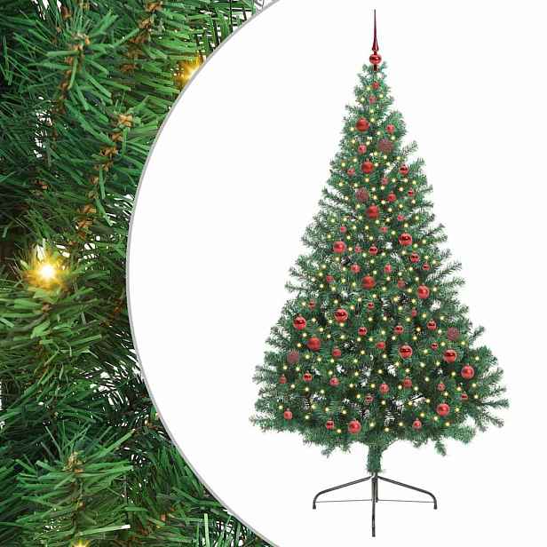 vidaXL Umělý osvětlený vánoční stromeček Zelená 210 cm PVC