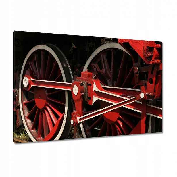Obrazy 120x80 Červená kola lokomotivy