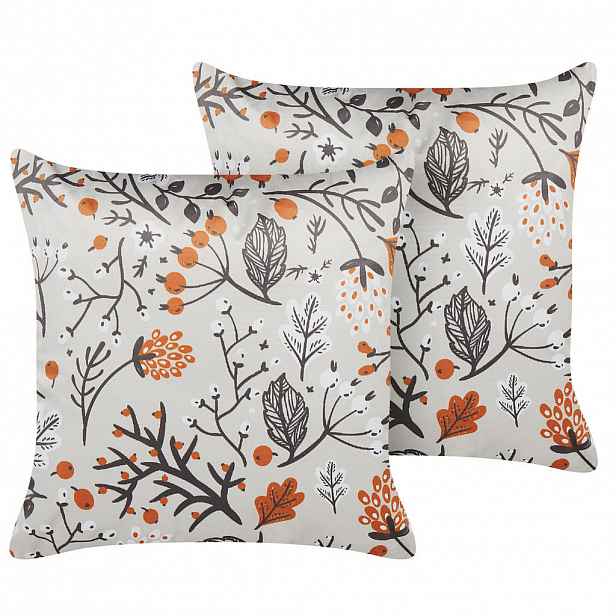 Beliani SAMETOVÝ POLŠTÁŘ sada 2 ks Krémově bílý 45/45 cm Montbretia