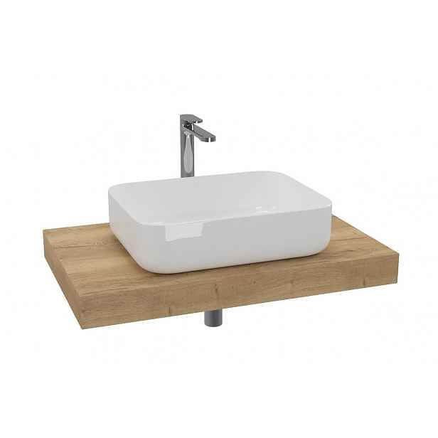Cenově zvýhodněný koupelnový set SAT s deskou pod umyvadlo Dolce 80x8x50 cm dub halifax KSETDO5