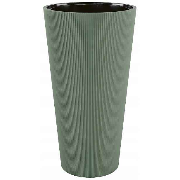 Vysoký kulatý květináč Linea Slim 30 s náplní, zelený čaj